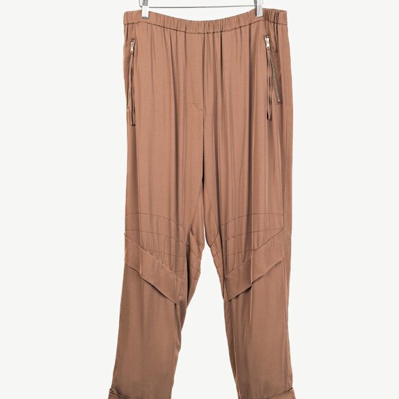Dorothee Schumacher Spring 2021 Slouchy Cool Warm Brown Satin Jogger Pants - Picture 1 of 9
